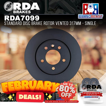 RDA Brakes RDA7099 Standard Disc Brake Rotor Vented 317mm - Single