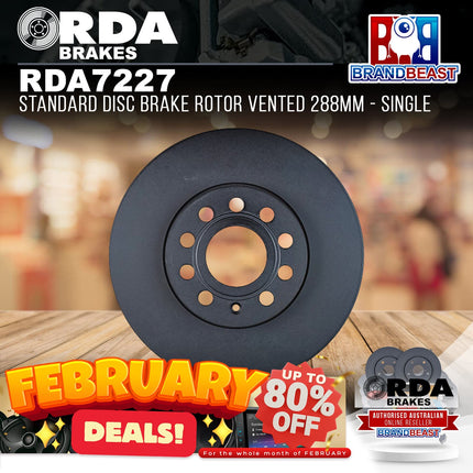 RDA Brakes RDA7227 Standard Disc Brake Rotor Vented 288mm - Single