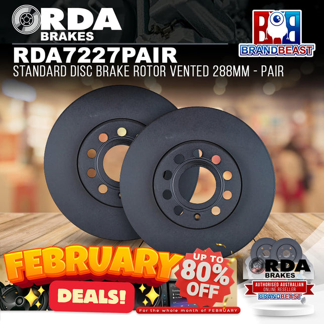 RDA Brakes RDA7227 Standard Disc Brake Rotor Vented 288mm - Single