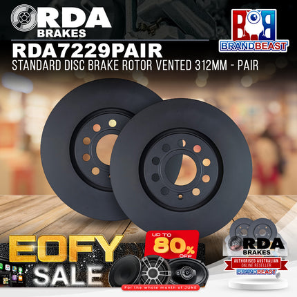 RDA Brakes RDA7229 Standard Disc Brake Rotor Vented 312mm - Pair