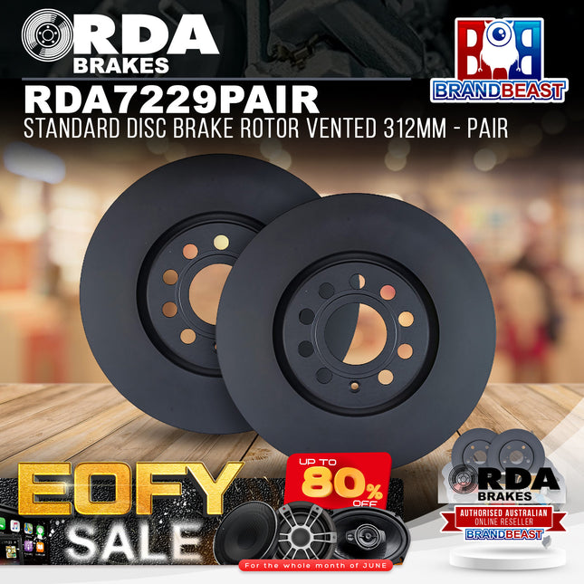 RDA Brakes RDA7229 Standard Disc Brake Rotor Vented 312mm - Pair