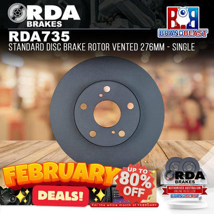 RDA Brakes RDA735 Standard Disc Brake Rotor Vented 276mm - Single