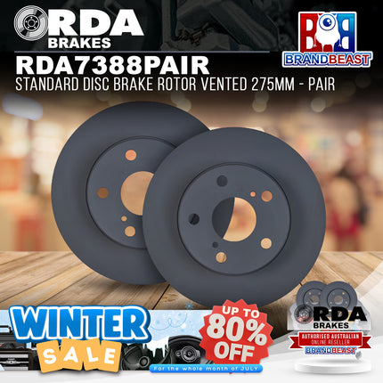RDA Brakes RDA7388 Standard Disc Brake Rotor Vented 275mm - Pair