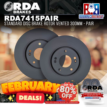 RDA Brakes RDA7415 Standard Disc Brake Rotor Vented 300mm - Single