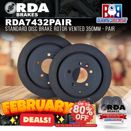 RDA Brakes RDA7432 Standard Disc Brake Rotor Vented 350mm - Single