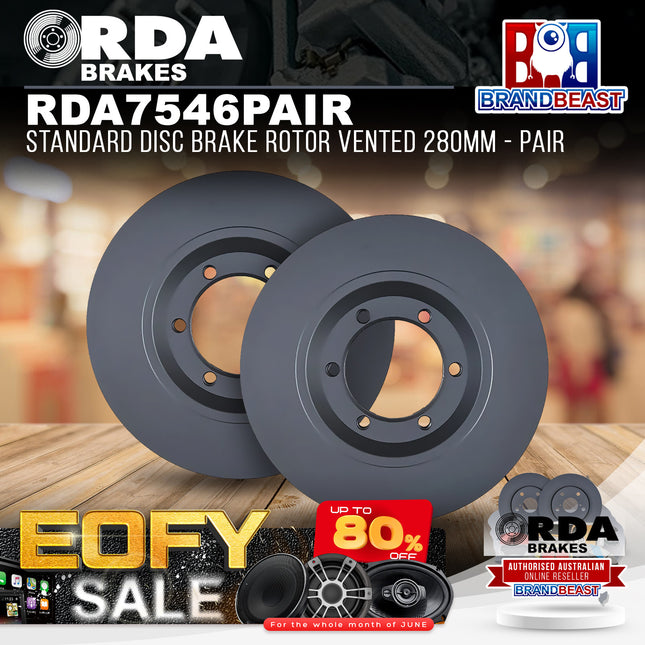 RDA Brakes RDA7546 Standard Disc Brake Rotor Vented 280mm - Pair
