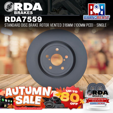 RDA Brakes RDA7559 Standard Disc Brake Rotor Vented 316mm - Single