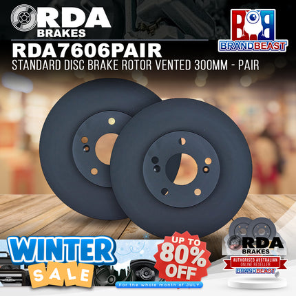 RDA Brakes RDA7606 Standard Disc Brake Rotor Vented 300mm - Pair