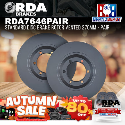 RDA Brakes RDA7646 Standard Disc Brake Rotor Vented 276mm - Pair