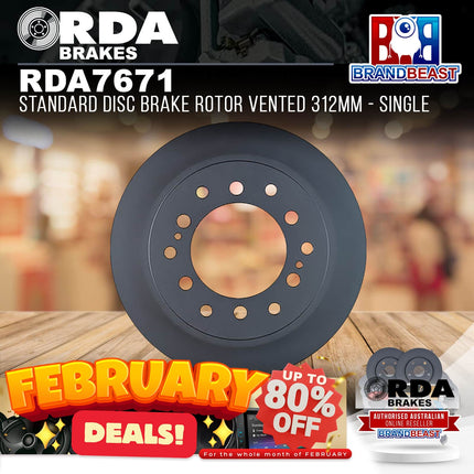 RDA Brakes RDA7671 Standard Disc Brake Rotor Vented 312mm - Single