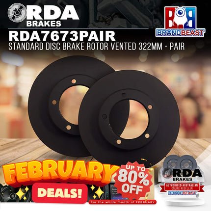 RDA Brakes RDA7673 Standard Disc Brake Rotor Vented 322mm - Single