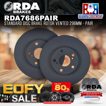 RDA Brakes RDA7686 Standard Disc Brake Rotor Vented 296mm - Pair