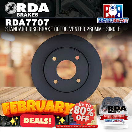 RDA Brakes RDA7707 Standard Disc Brake Rotor Vented 260mm - Single