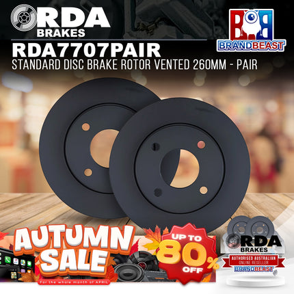 RDA Brakes RDA7707 Standard Disc Brake Rotor Vented 260mm - Pair