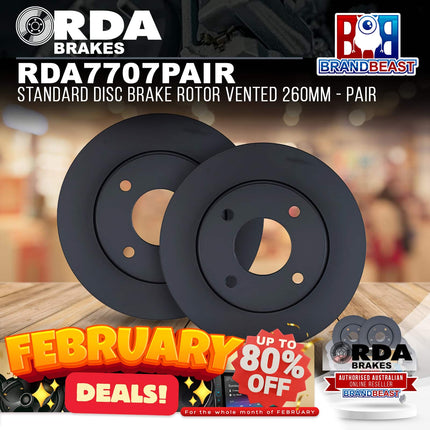 RDA Brakes RDA7707 Standard Disc Brake Rotor Vented 260mm - Single