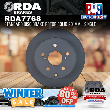 RDA Brakes RDA7768 Standard Disc Brake Rotor Solid 281mm - Single