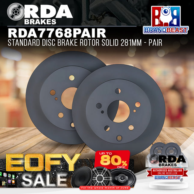 RDA Brakes RDA7768 Standard Disc Brake Rotor Solid 281mm - Pair
