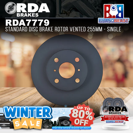 RDA Brakes RDA7779 Standard Disc Brake Rotor Vented 255mm - Single
