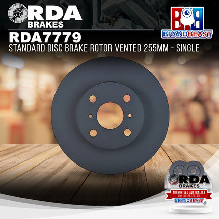 RDA Brakes RDA7779 Standard Disc Brake Rotor Vented 255mm - Single