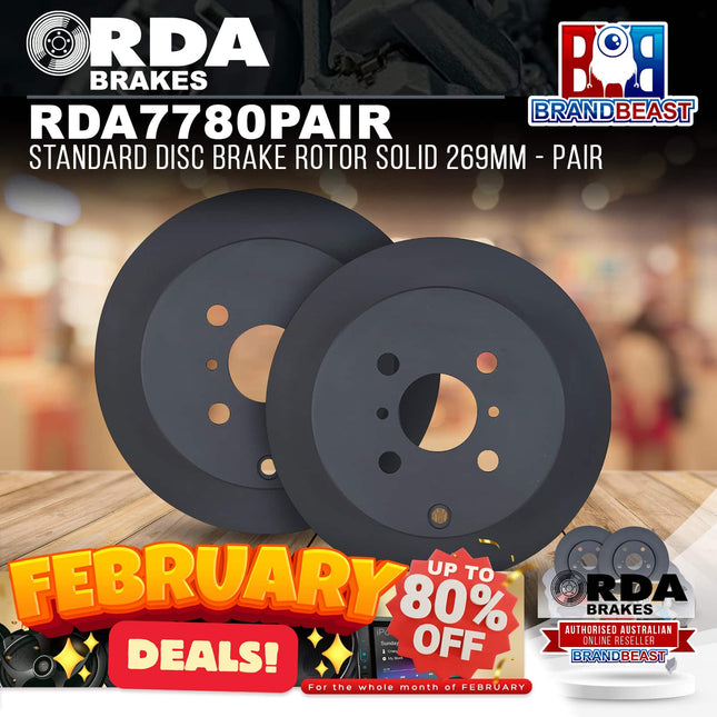 RDA Brakes RDA7780 Standard Disc Brake Rotor Solid 269mm - Single