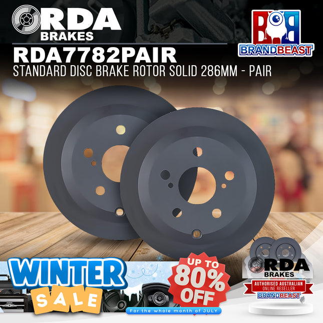 RDA Brakes RDA7782 Standard Disc Brake Rotor Solid 286mm - Pair