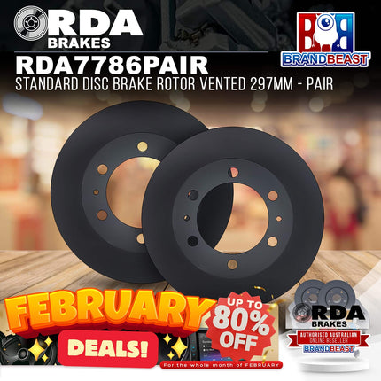 RDA Brakes RDA7786 Standard Disc Brake Rotor Vented 297mm - Single