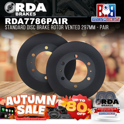 RDA Brakes RDA7786 Standard Disc Brake Rotor Vented 297mm - Pair
