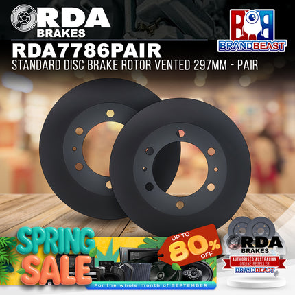 RDA Brakes RDA7786 Standard Disc Brake Rotor Vented 297mm - Pair