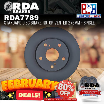 RDA Brakes RDA7789 Standard Disc Brake Rotor Vented 275mm - Single