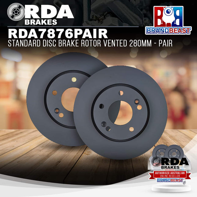 RDA Brakes RDA7876 Standard Disc Brake Rotor Vented 280mm - Single