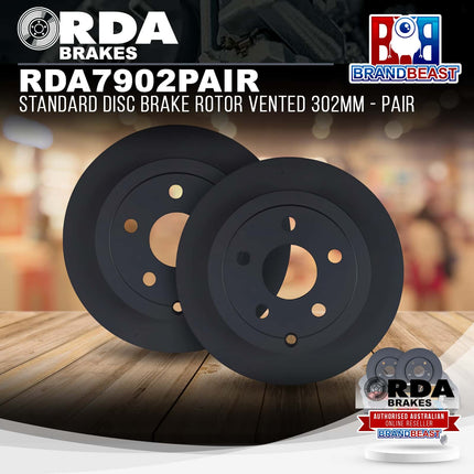 RDA Brakes RDA7902 Standard Disc Brake Rotor Vented 302mm - Single