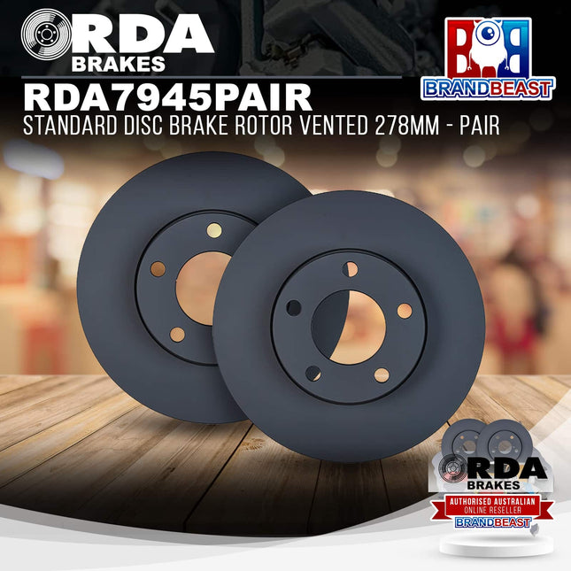 RDA Brakes RDA7945 Standard Disc Brake Rotor Vented 278mm - Single