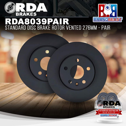 RDA Brakes RDA8039 Standard Disc Brake Rotor Vented 276mm - Single