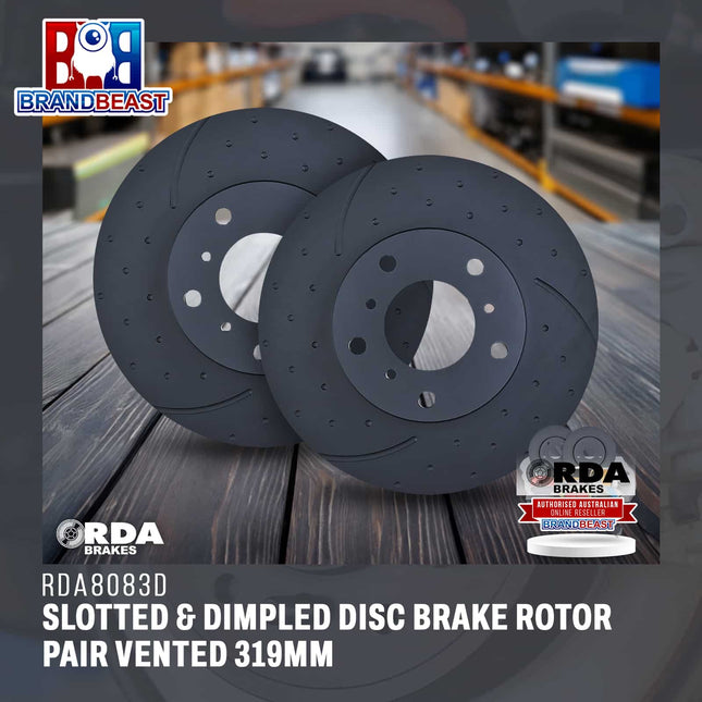 RDA Brakes RDA8083D Slotted & Dimpled Disc Brake Rotor Pair Vented 319mm