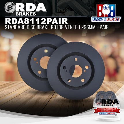 RDA Brakes RDA8112 Standard Disc Brake Rotor Vented 296mm - Pair