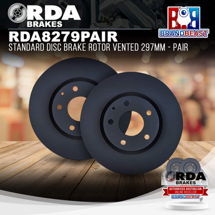 RDA Brakes RDA8279 Standard Disc Brake Rotor Vented 297mm - Single