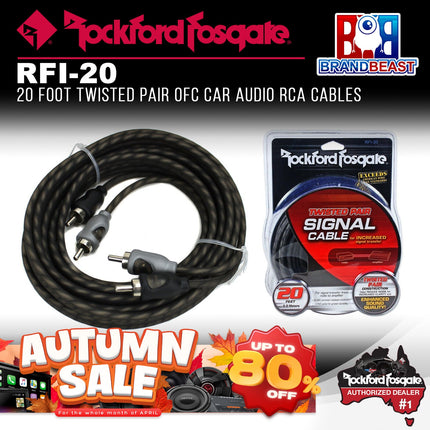 Rockford Fosgate RFI-20 20 Feet Twisted Pair Signal Cable