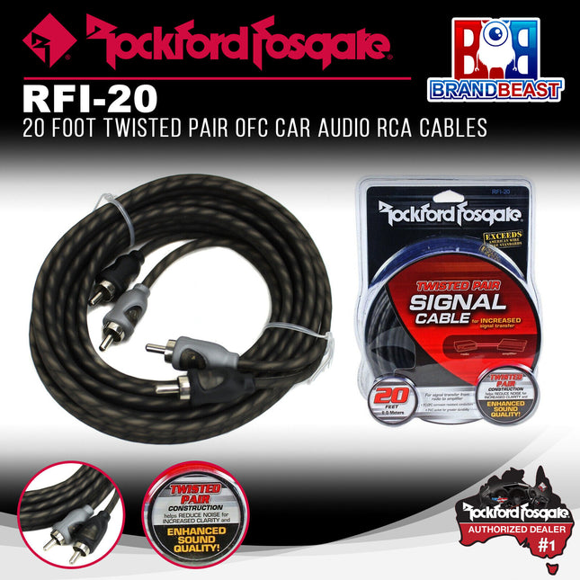 Rockford Fosgate RFI-20 20 Feet Twisted Pair Signal Cable