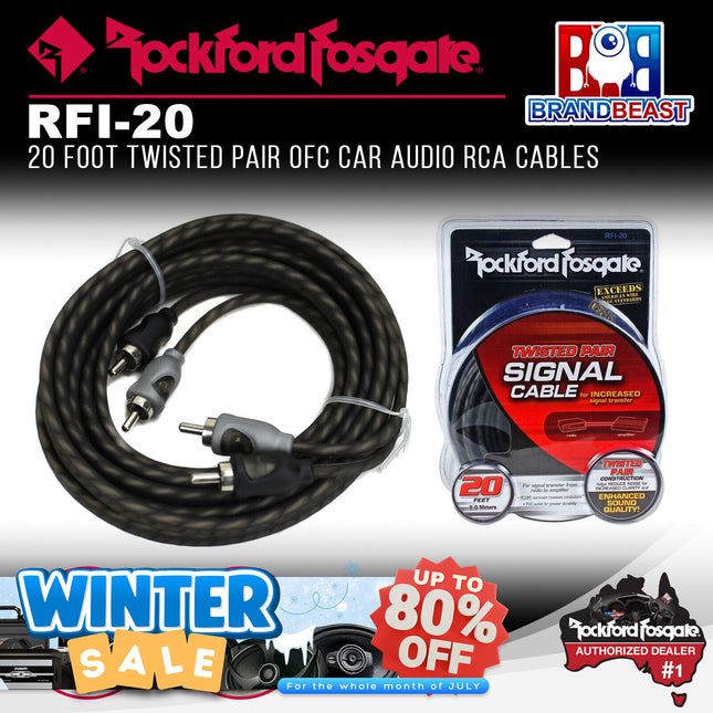 Rockford Fosgate RFI-20 20 Feet Twisted Pair Signal Cable