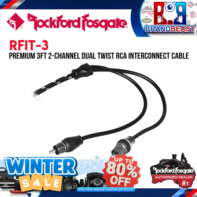 Rockford Fosgate RFIT-3 3 Feet Premium Dual Twist Signal Cable