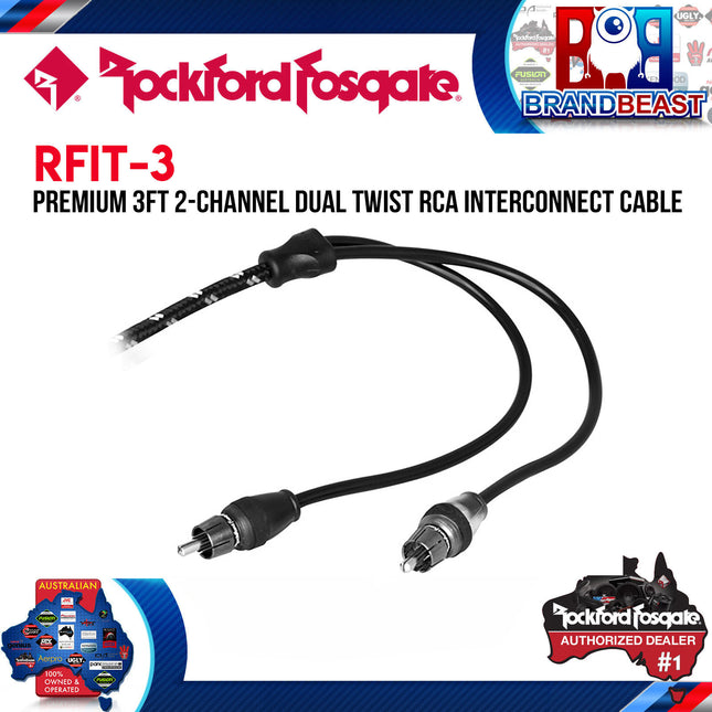Rockford Fosgate RFIT-3 3 Feet Premium Dual Twist Signal Cable