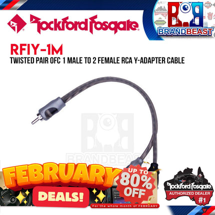 Rockford Fosgate RFIY-1M Twisted Pair Y-Adapter 1 Male To 2 Female