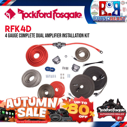 Rockford Fosgate RFK4D 4 AWG Complete Dual Amp Installation Kit