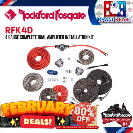 Rockford Fosgate RFK4D 4 AWG Complete Dual Amp Installation Kit