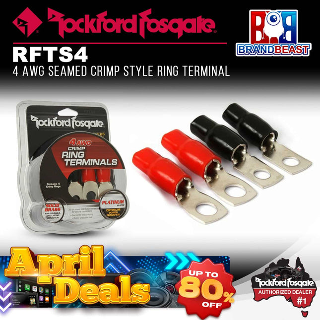 Rockford Fosgate RFTS4 4 AWG Seamed Crimp Style Ring Terminal