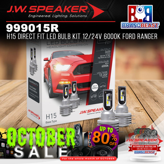 JW Speaker 999015R 12/24V 6000K H15 Direct Fit LED Bulb Kit Suit Ford Ranger