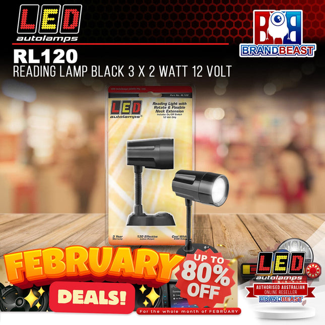 LED Autolamps RL120 Reading Lamp Black 3 X 2 Watt 12 Volt