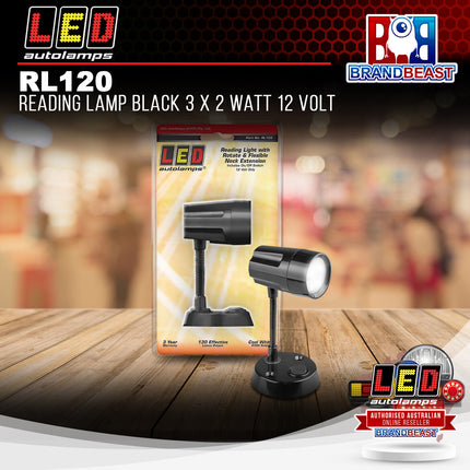 LED Autolamps RL120 Reading Lamp Black 3 X 2 Watt 12 Volt
