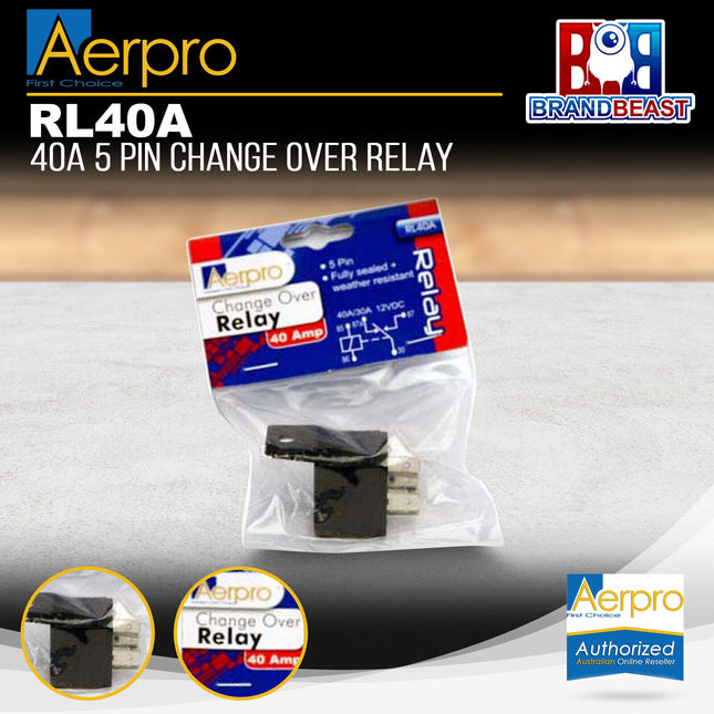 Aerpro RL40A 40A 5 Pin Change Over Relay