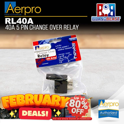 Aerpro RL40A 40A 5 Pin Change Over Relay